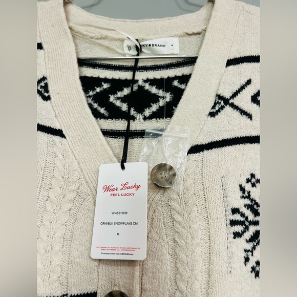 LUCKY BRAND Snowflake Geometric Cardigan Sweater Dress SIZE MED BY THE KNEE - Picture 8 of 12